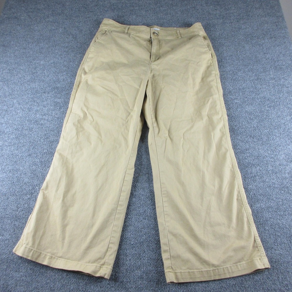 LOFT Pants Womens 14P Beige Monroe Wide Leg Curvy Stretch Twill Khakis Relaxed